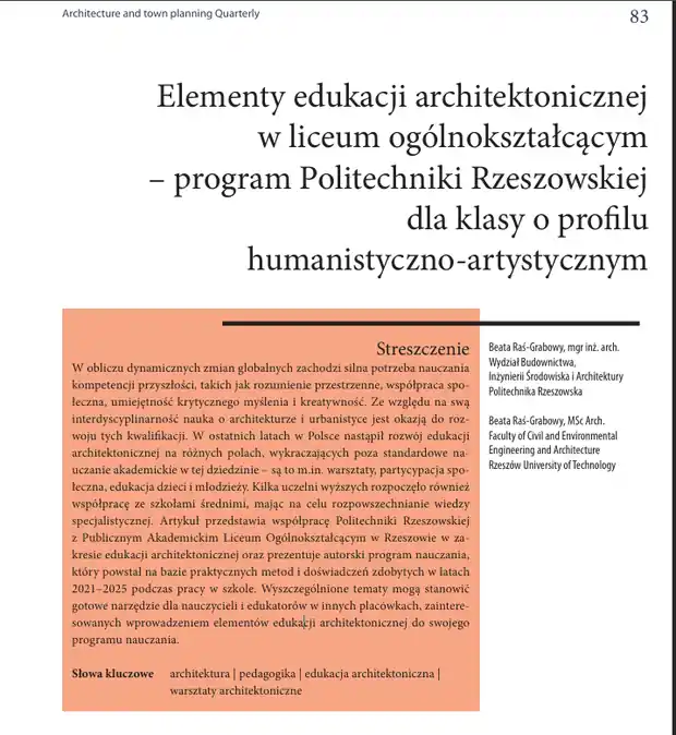 Architektura i design w ALO: Nasz autorski program doceniony w świecie nauki — zdjęcie 1